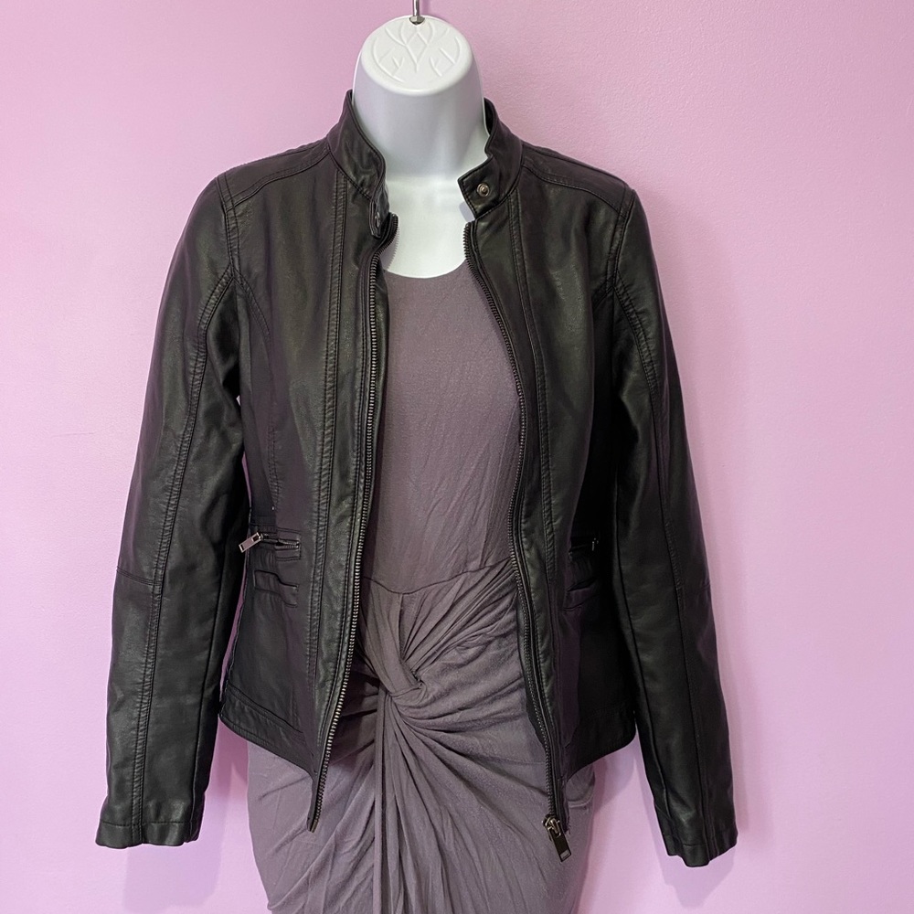 Reitmans Black Faux Leather Jacket XS